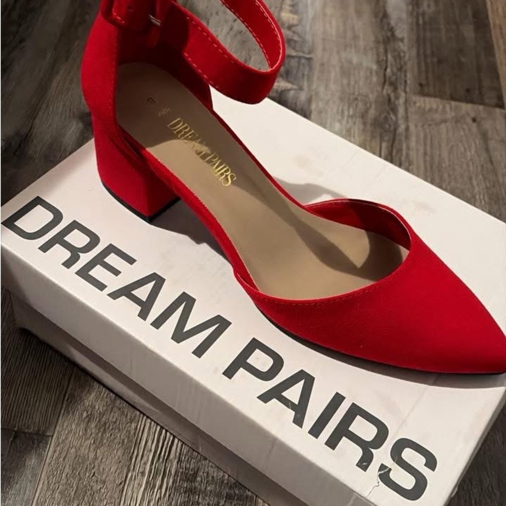 Dream Pairs Red Ankle Strap Heels